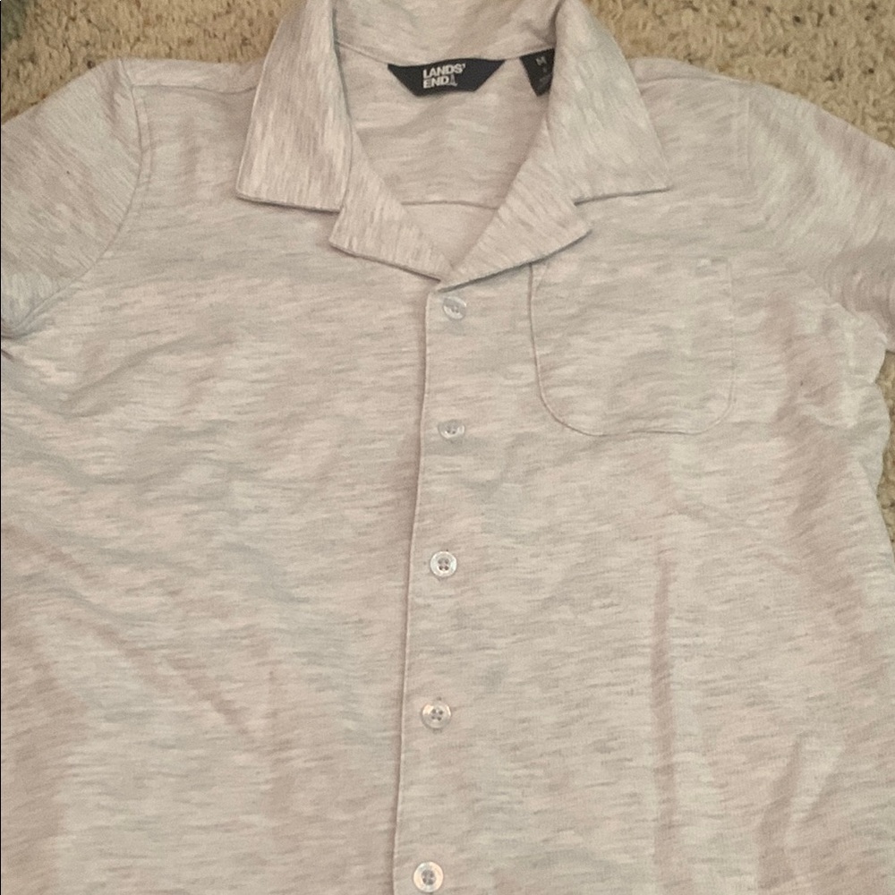 Lands' End Heather Gray Short Sleeve Shirt